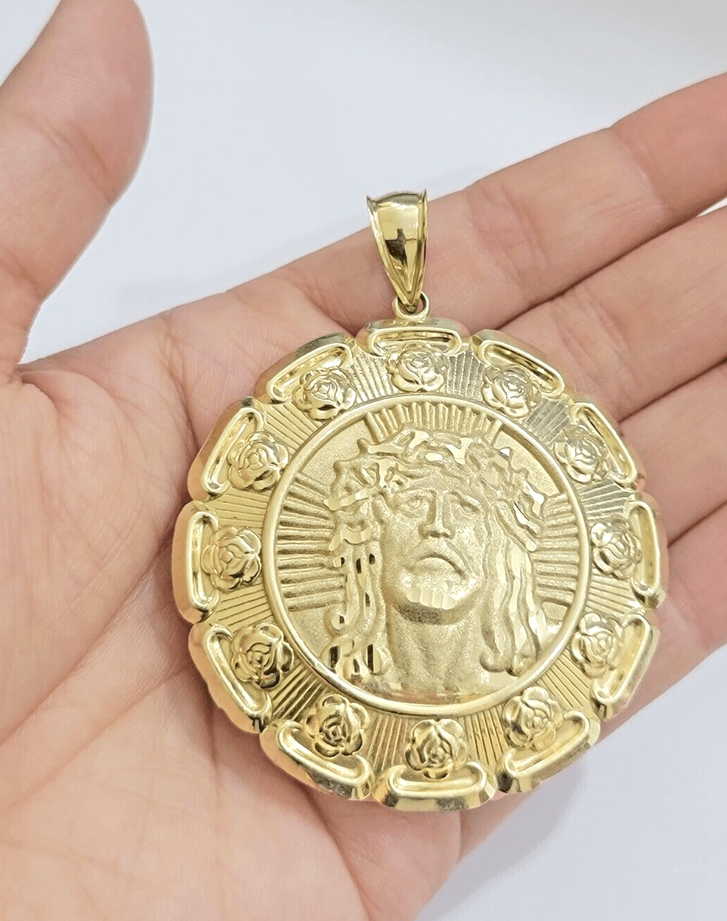 Jesus Virgin Mary Charm Pendant Real 10k Yellow Gold For 10kt Chain Necklace New - GoldenlinQ